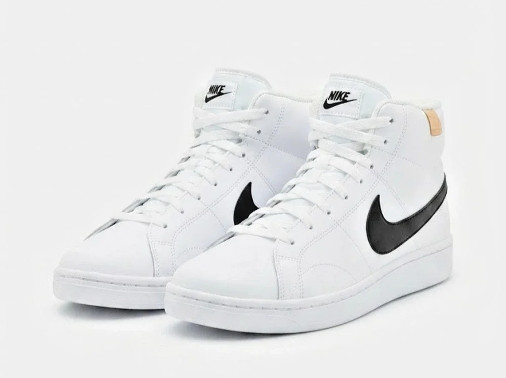 Nike Court Borough Mid 2 White Black Men's Size US 11.5 New CD7782-101